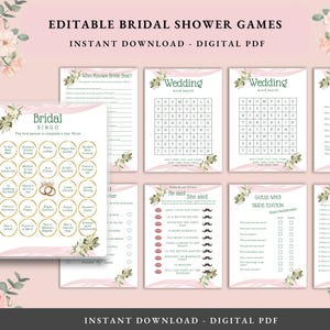 Editable Bridal Shower Games, Instant Download, Bridal Party Activities, DIY Wedding Shower Fun, Printable Games