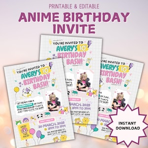 Cute Anime Birthday invitation | Birthday invite | birthday | anime birthday