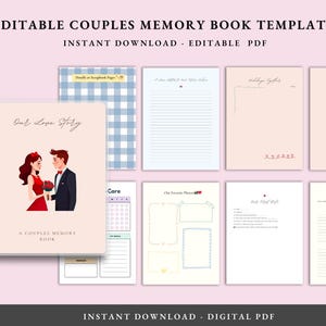 Couple Memory Book Template, Personalized Anniversary Gift, Editable Relationship Scrapbook, Love Journal