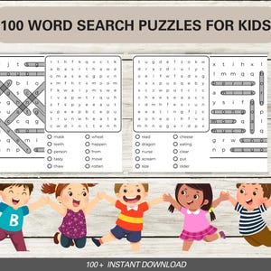 Word Search Puzzles for Kids, Activity Book, Educational Game, Fun Learning, Brain Teasers, Gift for Children