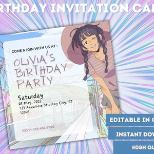 Anime themed birthday Invite card | Birthday invitation | birthday | invite | cute invite