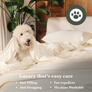 Organic Bamboo Bed Sheet Set & Duvet Cover: Silky Soft, Breathable and Sustainable, Deep Pocket, Hidden Zipper, OEKO, Gift Package image 7