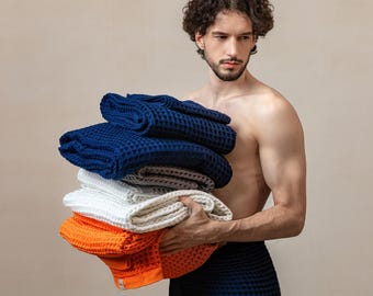 Luxury Japanese Cotton Waffle Towel Set: Ultra Absorbent Bath & Spa Gift