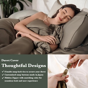 Organic Bamboo Bed Sheet Set & Duvet Cover: Silky Soft, Breathable and Sustainable, Deep Pocket, Hidden Zipper, OEKO, Gift Package image 5