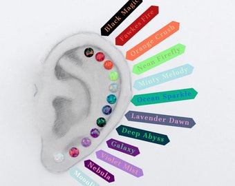 Floating Opal Surgical Steel Pick Your Post Earring or Piercing. Perfect for Helix, Cartilage, Labret, and Lobe Piercings.