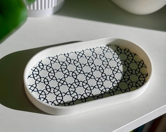 Islamic Geometric Trinket Tray | Arabesque Jewelry Dish | Modern Muslim Home Decor | Decorative Key Catchall Tray