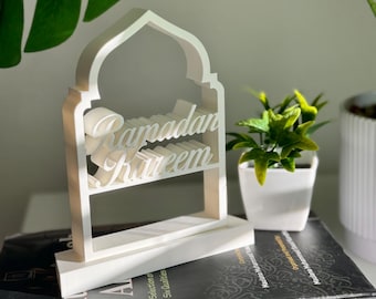 Ramadan Mubarak 3D Printed Decorative Sign | Islamic Home Decor | Muslim Gift | Ramadan Eid Decoration | Tabletop Ornament | Islamic Art