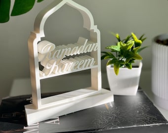 Ramadan Kareem 3D Printed Decorative Sign | Islamic Home Decor | Muslim Gift | Ramadan Mubarak Eid Decoration | Tabletop Ornament