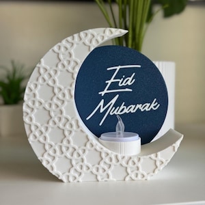 Eid Mubarak Crescent Moon Sign | Islamic Home Decor | Ramadan Kareem Table Decor | Eid Decoration | Muslim Gift | Interchangeable | Gift |