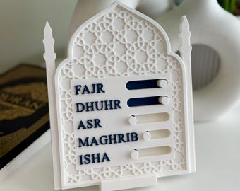 Salah Prayer Tracker for Kids & Adults | Islamic Prayer Chart | Ramadan Learning Tool | Muslim Gift | Mosque Decor