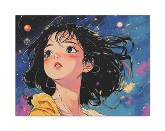 アニメ風女性キャラクター絵画 レトロアニメガールウォールアート - Etsy 日本