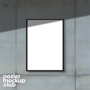 Black Frame Poster Mockup on Wall, DIN A Ratio for A4 A3 A2 Prints, Minimal Frame Mockup, Interior Wall Art PSD, Poster Display Template