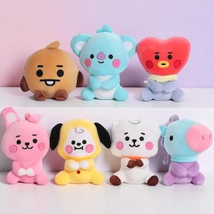 12/24cm BT21 Cartoon Keychain Chimmy Cooky Koya Shooky Tata | Cute Anime Doll Pendant | Kpop Backpack Decoration