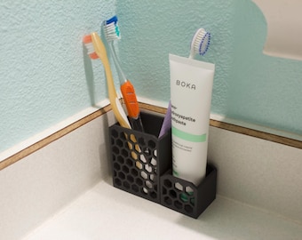 Toothbrush & Toothpaste Holder – Bathroom Organizer – Honeycomb – Custom Color.