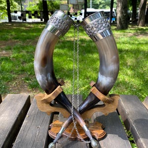 Drinking horn with stand  for Wedding, Viking drinking horn,personalized gift, high quality