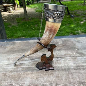 Drinking horn with stand, Viking Drinking Horn, groomsmen gift, personalized gift, high quality