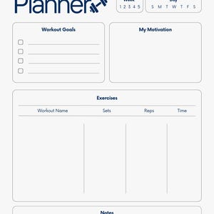 Set of 2 Types of Workout Planners and 1 Workout Tracker