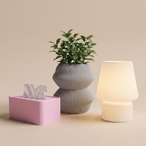 Set de regalo "Rincón de lectura", lámpara de mesa con macetero y caja de pañuelos impresa en 3D, conjunto de decoración minimalista para el hogar, hecho en Australia.