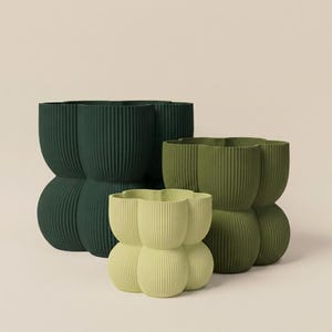 The Caribe Trio Nesting Planter Set of 3, 3D Printed Nesting Plant Pots, Minimalist Indoor Planter Gift Bundle, Made in Australia