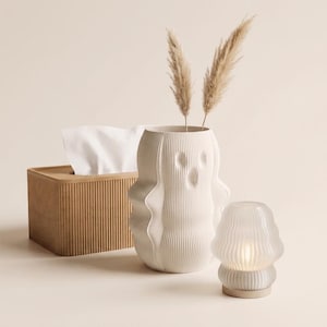 Set de regalo Vanity Edit, jarrón y portavelas con forma de caja de pañuelos impresos en 3D, conjunto de decoración minimalista para tocador, fabricado en Australia.