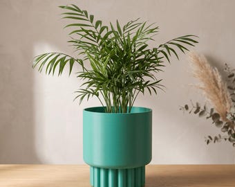 Bastion Planter, 3D-printad växtkruka med dränering, minimalistisk inomhusplanter, modern suckulent- och kaktuskruka, tillverkad i Australien