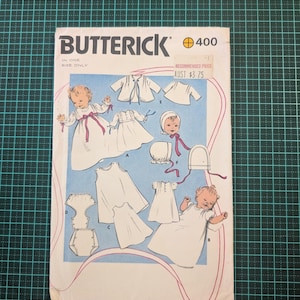 Cartamodello vintage per cucito, Butterick 400, corredino per neonati, 1986