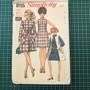Vintage Sewing Pattern, Simplicity 8155, Ladies Dress Size 8 (bust 31 1/2)
