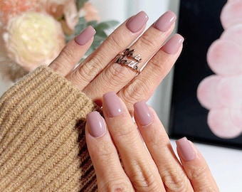 Classic Mauve Pink Extra Short Square Nails
