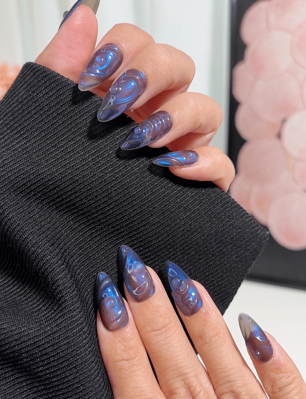 24 Press-on Nägel Mit Strass – Inkl. Nagelkleber & Werkzeug, Kurze Form, Für Frauen & Mädchen