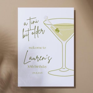 A Tini Bit Older Martini Birthday Welcome Sign Template: Editable Printable (Instant Download)