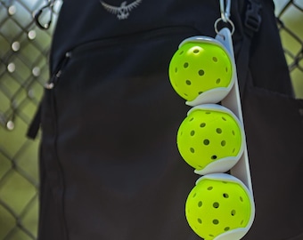Pickleball Ball Holder Clip – 3-Ball Storage with Carabiner for Backpack, Net, or Fence – Secure, Lightweight, Durable & Convenient