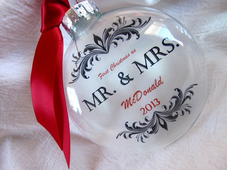 Download MR & MRS Custom First Christmas Wedding Holiday Glass ...