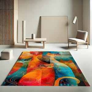 Cats Rug,Color Rug,Living Room Rug,Home Decor Rug, Modern Rug,Anti Slip Rug,Washable Rug,Fun Carpet,Art Rug,Design Rug,Cute Rug,Exotic Rug