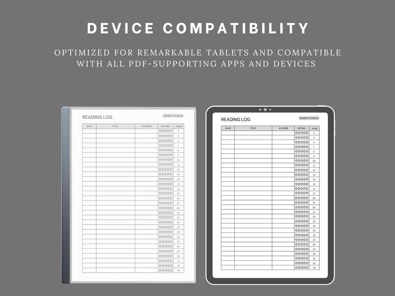 Digital Reading Tracker Template for Remarkable, Goodnotes, & Pdf ...