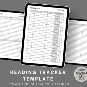 May include: A printable reading tracker template with three sections: a book review section, a reading log section, and a books to read section. The template is designed to help you track and journal your reading.