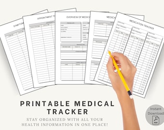 GoodNotes 用の印刷可能な PDF による医療予約と服薬トラッカー | 印刷用症状ログ