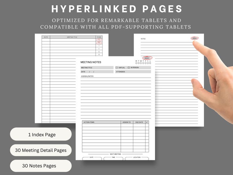 Digital Meeting Notes Template for Remarkable, Goodnotes, & Pdf ...