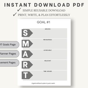 Printable SMART Goals Planner With Achievements and Accomplishments ...
