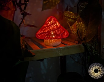 3D Printed Mushroom Tea Light Lamp, Whimsical Home Decor