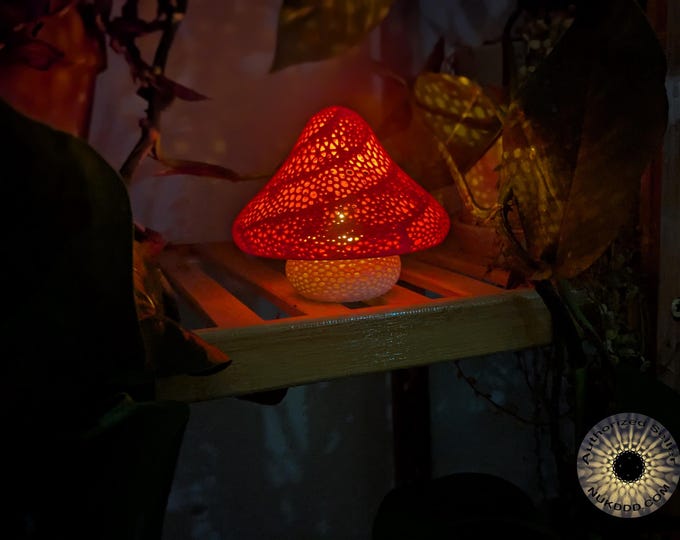 3D Printed Mushroom Tea Light Lamp, Whimsical Home Decor