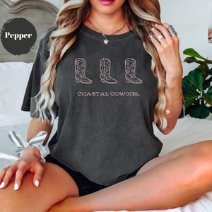 Coastal Cowgirl Boots Tee, Comfort Colors T Shirt, Summer Beach Western Tee, Cowgirl Boot Shirt, Cowgirl Aesthetic T-Shirt, Pink Boot TShirt