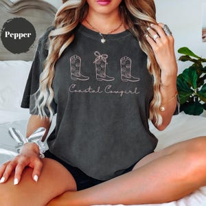 Comfort Colors Coastal Cowgirl Boots T Shirt, Summer Beach Western Tee, Cowgirl Boot Shirt, Cowgirl Aesthetic T-Shirt, Pink Boots TShirt