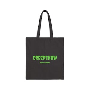 Creepshow Tote, Gothic, Canvas Tote, Creepy Halloween Shoulder Bag, Spooky Macabre Handbag, Witchy Reusable Grocery Bag