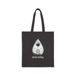 Planchette Horror Tote, Gothic, Canvas Tote, Creepy Halloween Shoulder Bag, Spooky Macabre Handbag, Witchy Reusable Grocery Bag