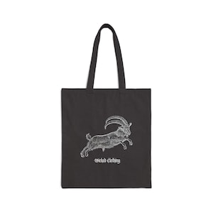 Gothic Goat Tote, Gothic, Canvas Tote, Creepy Halloween Shoulder Bag, Spooky Macabre Handbag, Witchy Reusable Grocery Bag