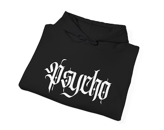 Gothic Psycho Hoodie, Creepy Horror Graphic Print