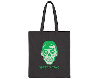 Zombie Cotton Canvas Tote Bag: Spooky Halloween Shoulder Bag