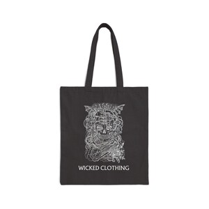 Ornate Skull Tote, Gothic, Canvas Tote, Creepy Halloween Shoulder Bag, Spooky Macabre Handbag, Witchy Reusable Grocery Bag