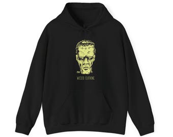 Frankenstein Hoodie, Horror Graphic Print, Halloween Costume