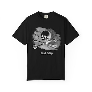Gothic Skull & Crossbones Horror T-shirt, Unisex Tee, Creepy Shirt, Unique Goth Clothing, Occult Apparel, Alternative Shirt, Dark Aesthetic